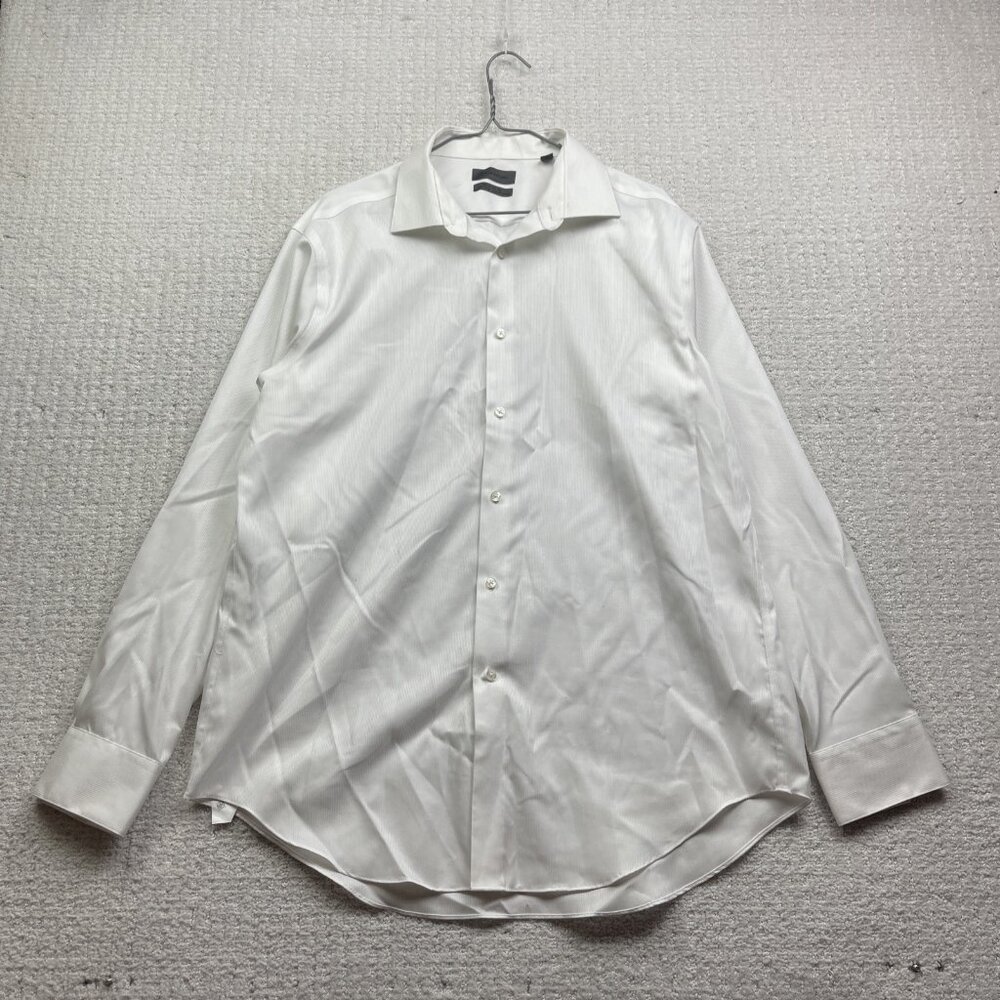 Calvin Klein Non Iron White Men Sz 17 Button up Dress Shirt Casual Preppy